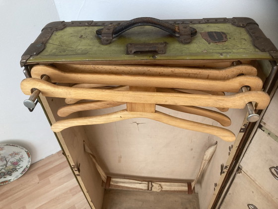 Vintage Wardrobe/Travel Trunk – Leather, Metal (photo 2 of 6)