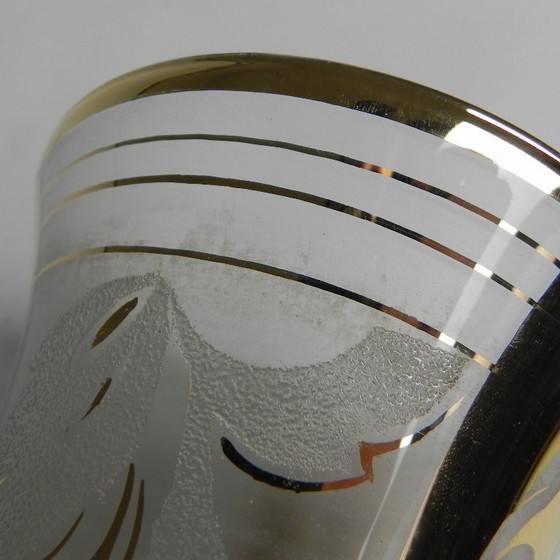 Image 1 of Glass vase with gilded decorations, Belgium, 1930s