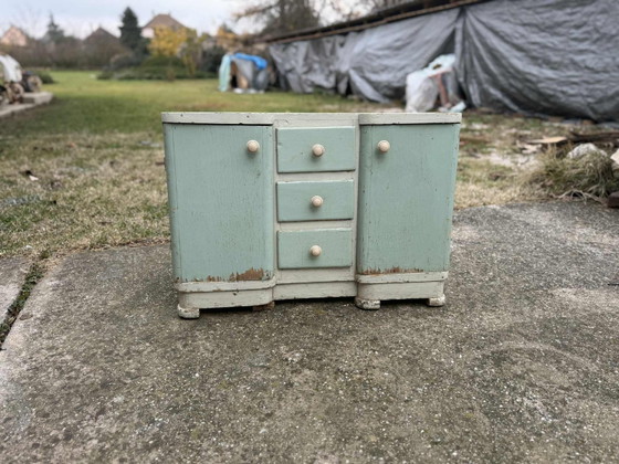 Vintage Hand-Painted Wood Cabinet – Sideboard cabinet (photo 5 of 6)