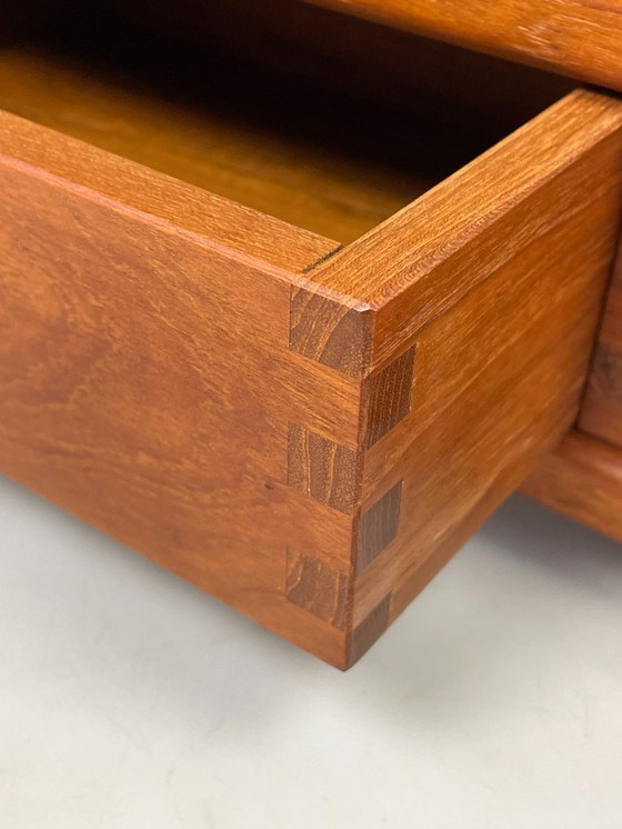 Image 1 of Vintage Wall Shelf With Drawers, Dyrlund, Solid Teak, Denmark 1970's