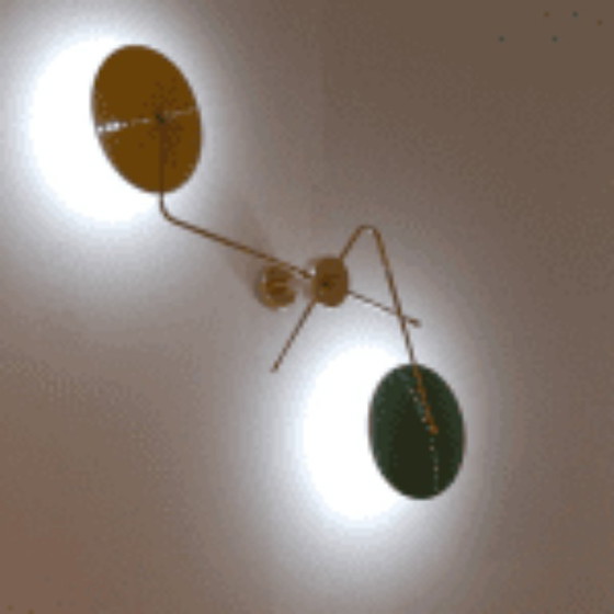 50s Sculpture Wall Light, Metal, Brass, Green, Modern (photo 5 of 5)