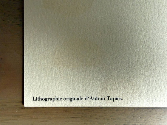 Antoni TÀPIES (1923-2012), Litografia originale, Biglietto d'auguri Maeght 1973, Litografie e stampe, Carta (foto 5 di 5)
