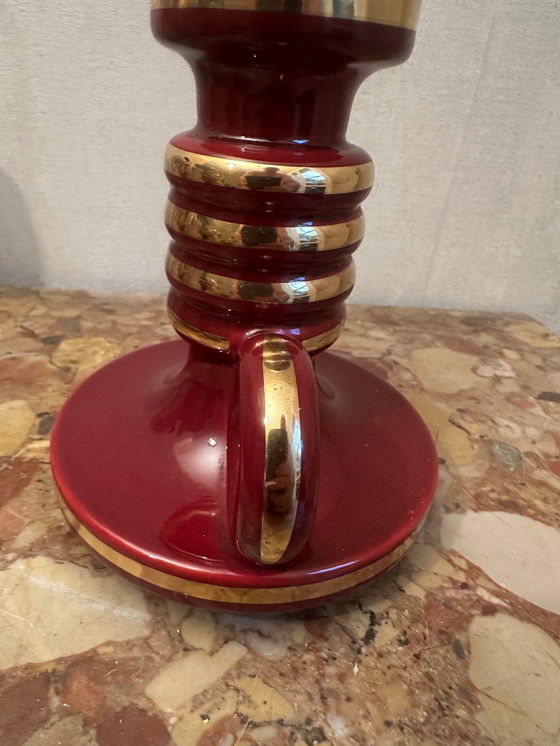 Image 1 of Bougeoir debut années 50 en céramique St-Clement Bordeaux Rehaussé d’ Or