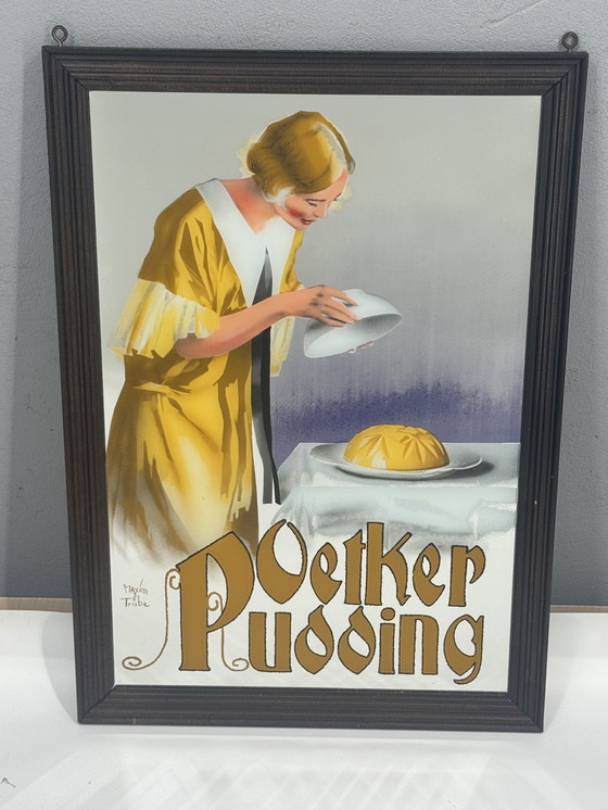 Image 1 of Vintage Oetker Pudding Reclamespiegel – zeldzaam & decoratief