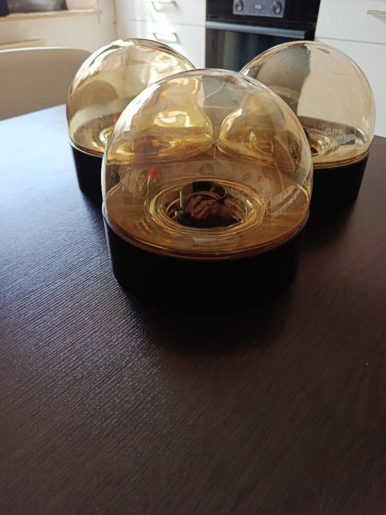 Image 1 of Space age/mid-century / set of 3 TEKA "Bubble" glass lamps