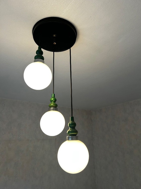 Lampada a sospensione vintage a 3 punti luce (altezza regolabile) – Lampade a sospensione, Glass, Metal (photo 4 of 8)