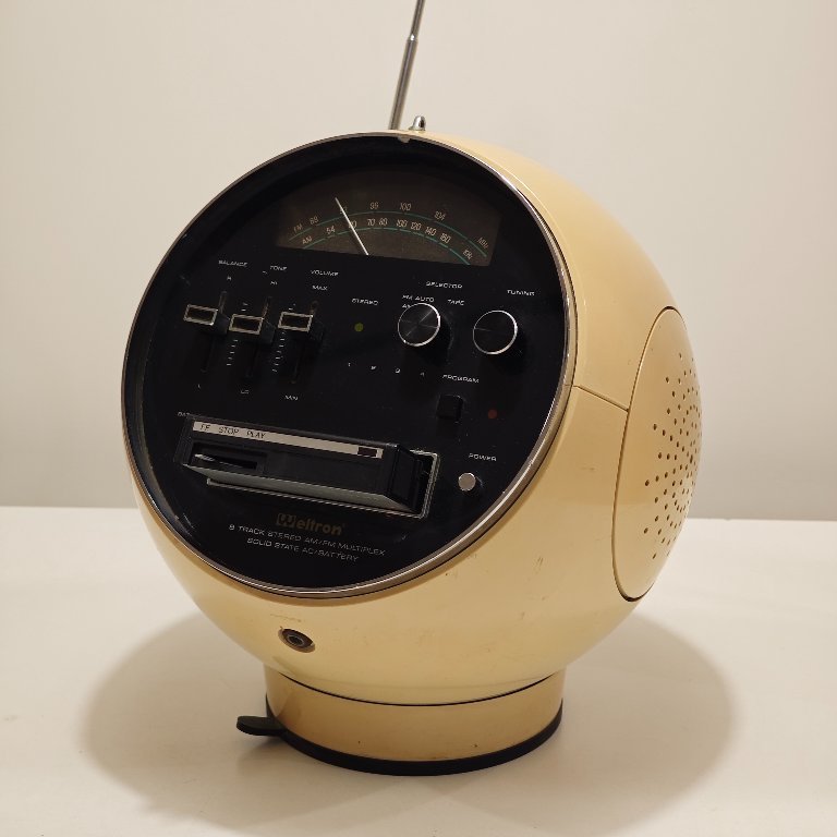 Weltron Space Ball 2001 - Radio/lecteur 8 Pistes Vintage Jaune - Japon - Fonctionne