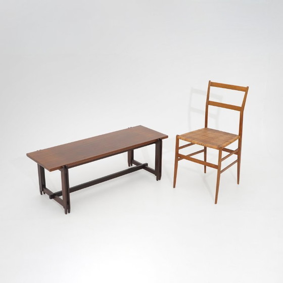 Image 1 of Rechthoekige teakhouten salontafel, jaren 60