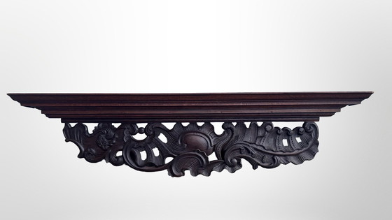 Image 1 of Estantería de pared de madera grande unidad de pared de madera tallada