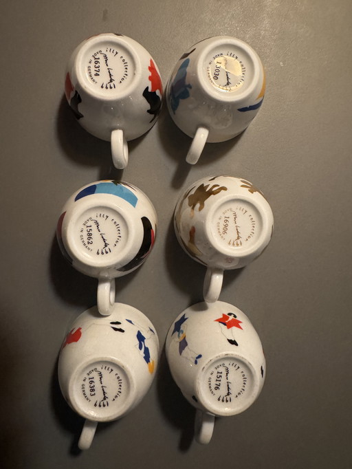 6 Illy Collection 1999 Espresso cups and saucers