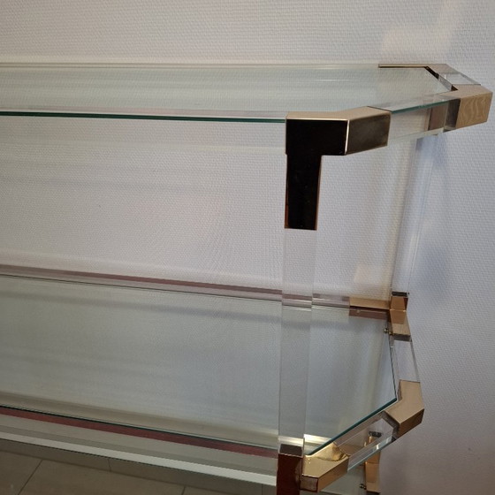 Image 1 of Hollywood-Regency-Bücherregal – Acrylglas & Messing – Stil der 1980er Jahre (Maison Jansen)