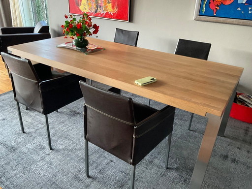 4 sedie da pranzo KFF, in pelle marrone scuro