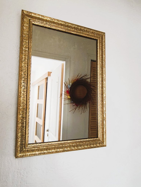 Image 1 of Miroir mural rectangulaire doré ancien