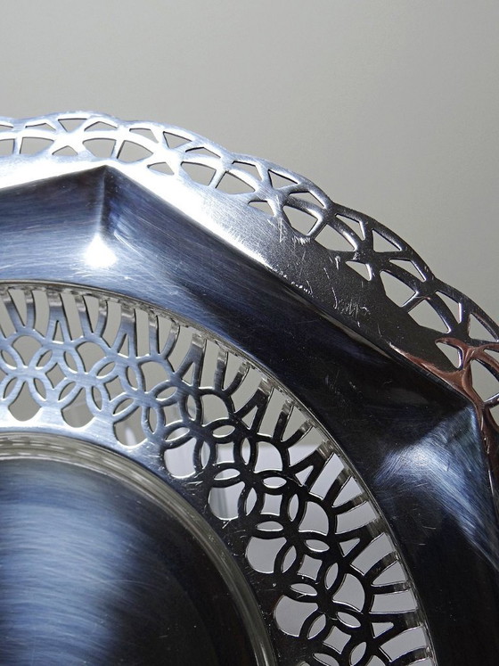 Image 1 of Large openwork bowl on a silver-plated metal stand, made by Dechamps Frères silversmiths