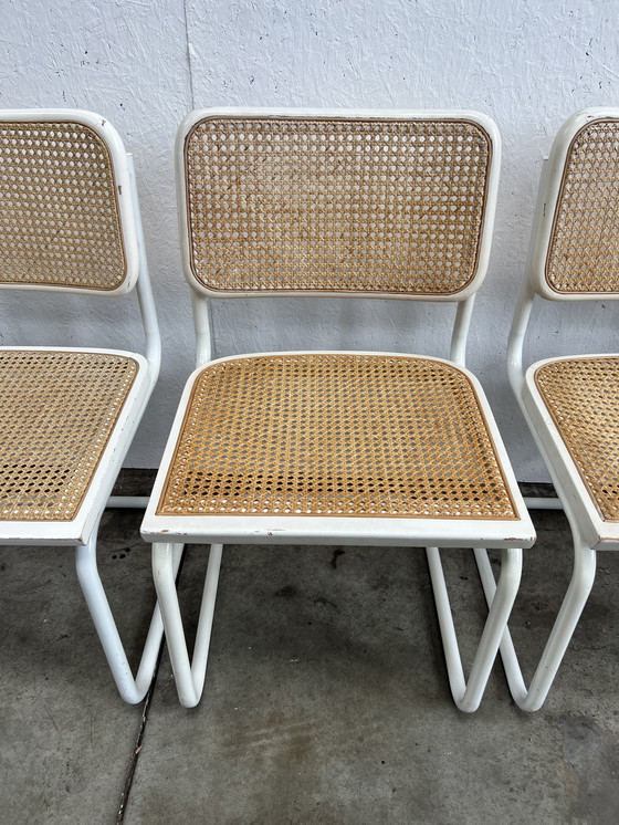 Image 1 of Six Vintage Cesca Design Chairs, White Finish, 1980's