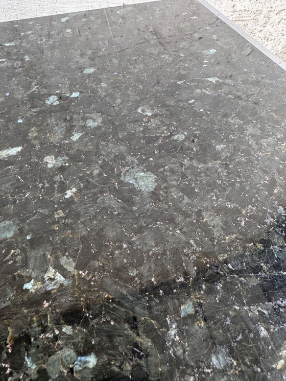 Image 1 of Tavolino rettangolare vintage con piano in terrazzo nero