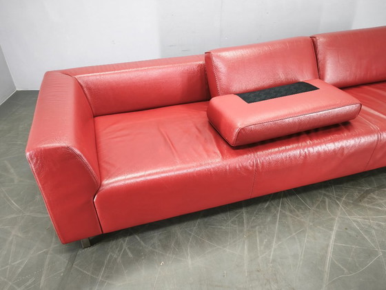 Wittmann Übergroßes rotes Leder Lounge Sofa, Österreich, 2000er, Sofagarnitur (Foto 11 von 19)