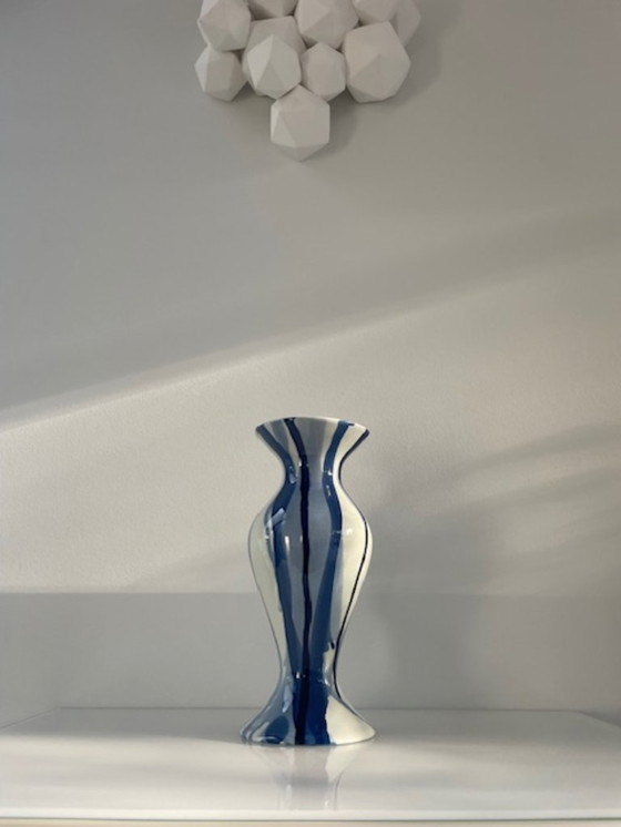 Image 1 of Handmade goblet vase with unique dripping pattern