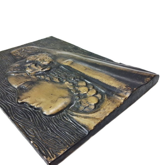 Image 1 of Decorazione murale in bassorilievo in gesso vintage 29x21 cm