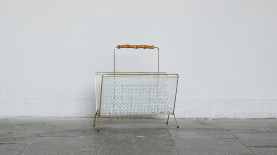 Image 1 of Mid-Century Bamboo & Metal Magazine Rack, 1960s