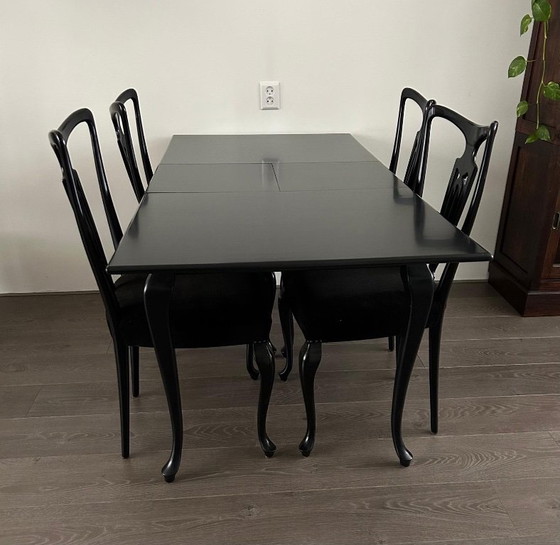 Image 1 of Set da pranzo Queen Ann, tavolo da pranzo estensibile con 4 sedie