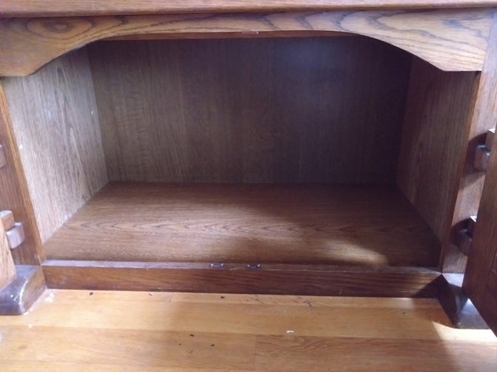 Image 1 of Houten kastenwand met glaskast en klepkast