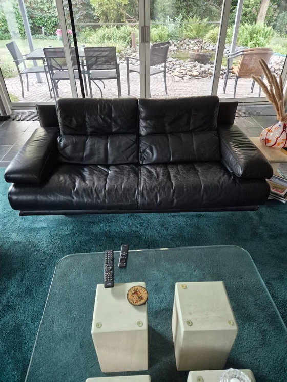 Rolf Benz Set 2 Pieces 6500 2-Seater Sofas Black Leather – 2 seaters, Calfskin (photo 4 of 5)