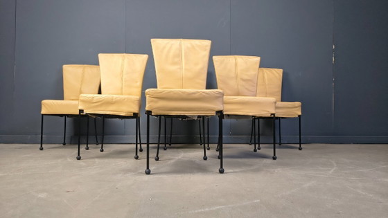 Image 1 of Chaises de salle à manger vintage en cuir, lot de 6, années 1980