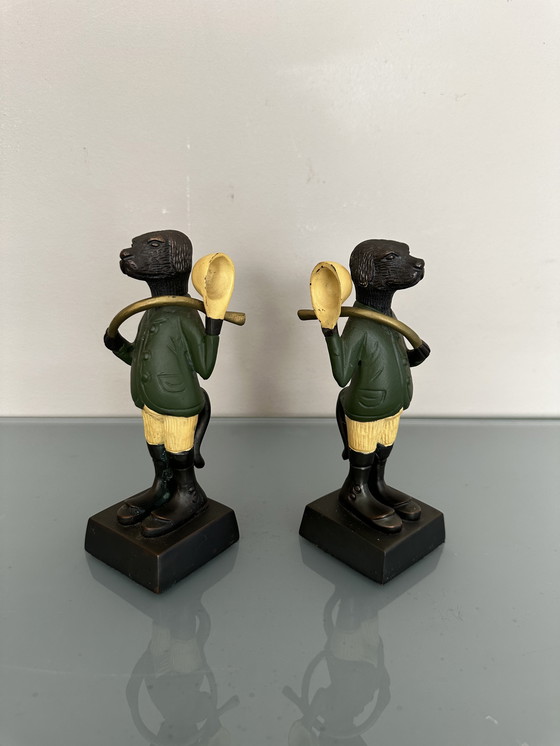 Image 1 of Französische Liebhaber-Statuen aus grüner Bronze