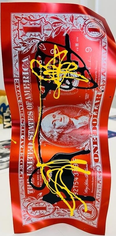 Aluminium sculpture - Karl LAGASSE - One Dollar Red Underground