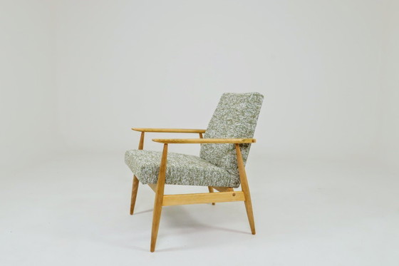 Image 1 of Fauteuil vintage vert granola en bois naturel, design H. Lis