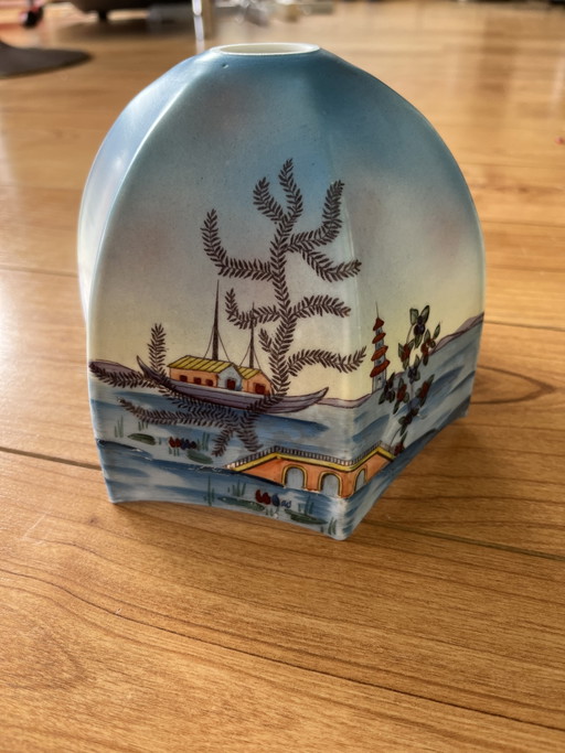 Vintage hand-painted porcelain lampshade from the 1930s