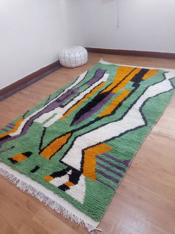 Green Moroccan rug made of hand-woven wool - handmade rug - 256 x 150 – Rugs & carpets, Cotton (photo 2 of 7)