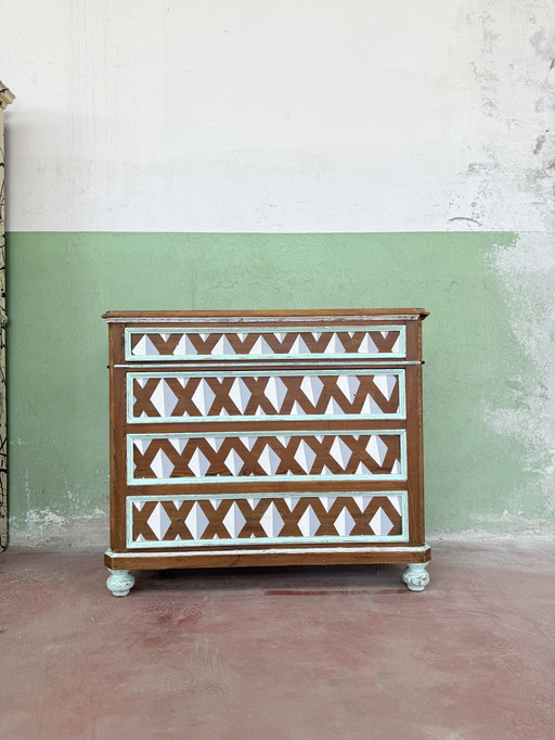 Cassettiera rustica italiana 800 restyle larice 