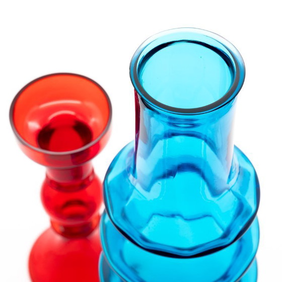 Image 1 of Iconisch design uit het midden van de 20e eeuw, vintage vakmanschap ×3 kunstglazen vazen ​​set WMF