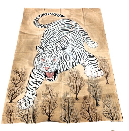 Weißer Tiger 183x122 cm, handgemalte Leinwand aus Indien. Einzigartig!