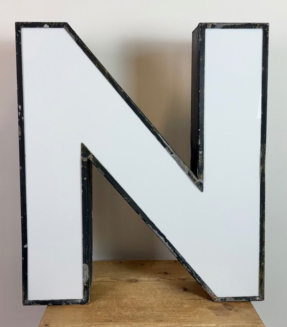Image 1 of Large Vintage Illuminated Advertising Letter N , 1960s