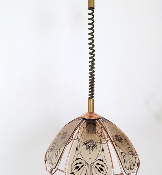 Image 1 of Lampada a sospensione in vetro vintage, plafoniera, lampada a sospensione, plafoniera retrò