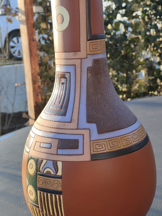 Image 1 of Large Hand-painted Studio Pottery Vase by Eduardo Vega (Artesa) – 40cm
