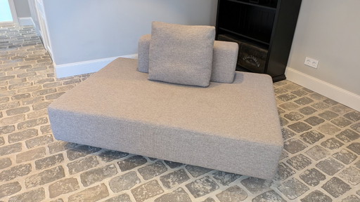 Canapé en tissu gris - 1,5 place, causeuse - tissu supplémentaire inclus