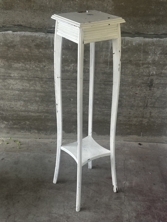 Selletta Antica in Legno Verniciato Bianco – H 110 Cm – Porta piante, Wood (photo 6 of 9)