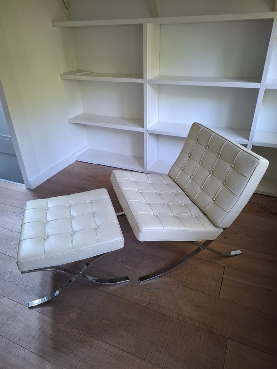 Barcelona Chair with ottoman, Steelform reproduction, Cream-colored, Armchairs, Leather, Creme (photo 3 of 8)