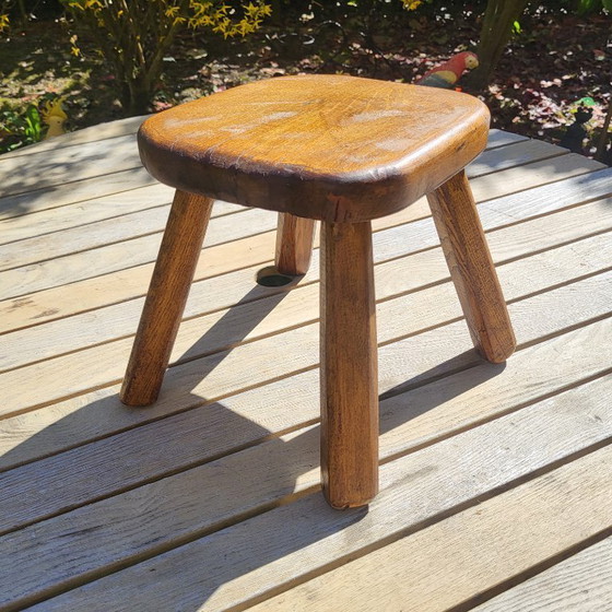 Image 1 of Milking Stool, Brutalist Shepherd in Solid Wood