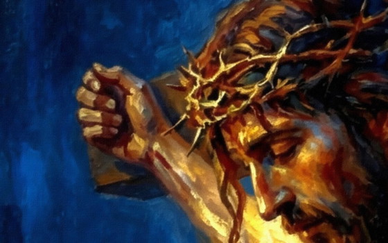 Image 1 of Jesus Christ on the Cross / Impressionist painting (60x60 cm)