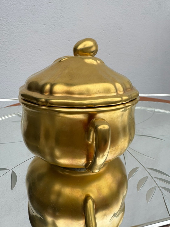 Old Charolles Faience Gold Box, Decorative Objects, Ceramic (photo 2 of 15)