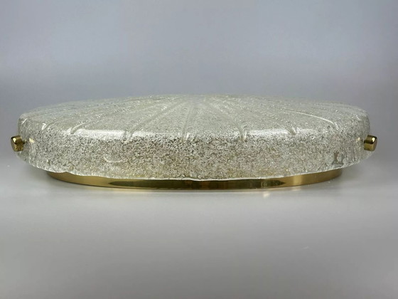 Image 1 of Lámpara de techo de los años 60 y 70, plafón empotrado de cristal de hielo Hillebrand