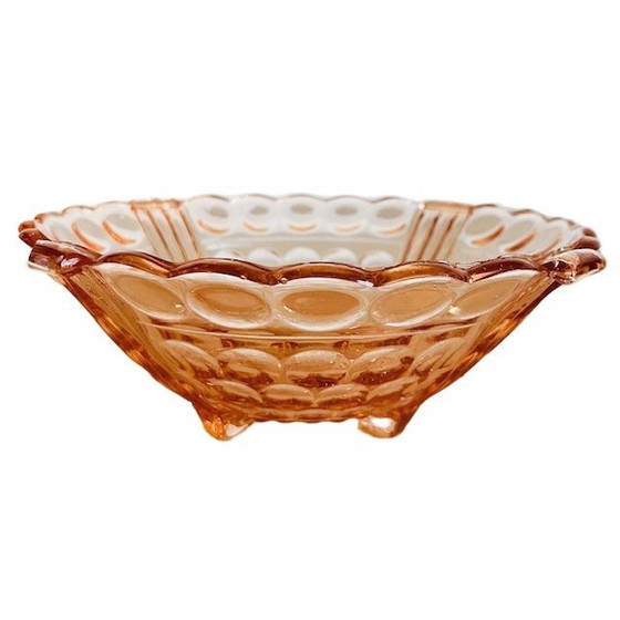 Image 1 of Art deco fruitschaal rosaline roze glas 1930's