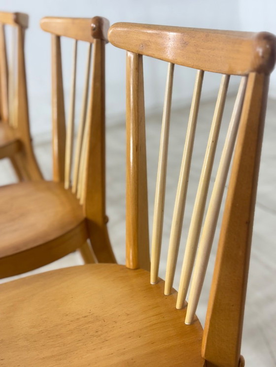 Image 1 of Lot de 4 chaises de salle à manger style années 50, chaises de cuisine, chaises en bois, chaises de salle à manger vintage