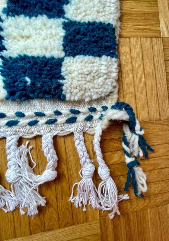 Handgemaakt Berberkleed van zuivere wol, blauw en wit, 2/3 m – Ahrend, Vloerkleden en tapijten, Wool (photo 4 of 5)