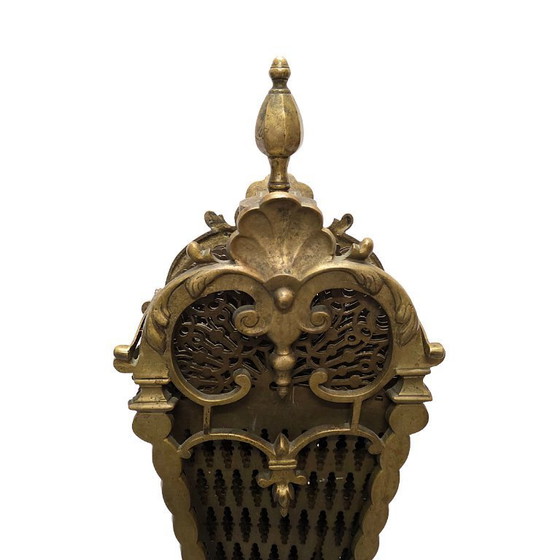 Image 1 of Antique French brass peacock fire screen, late 19th century